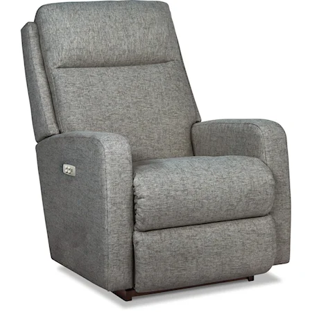 Contemporary Power Rocking Recliner with Power Headrest, Lumbar, and USB Ports